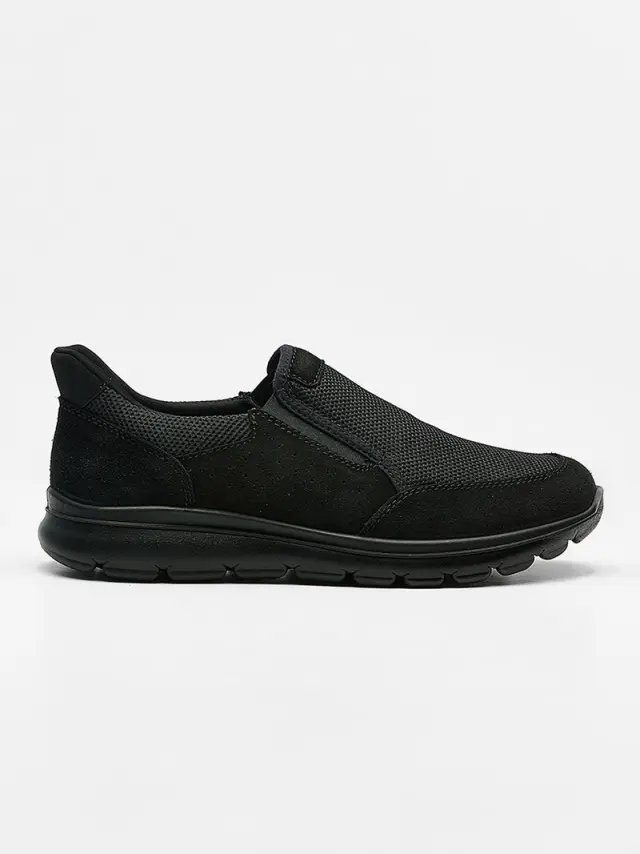 Imac Sneakers Ανδρικό ύφασμα/δέρμα Nubuck Μαύρο IMA/752090 NERO 2