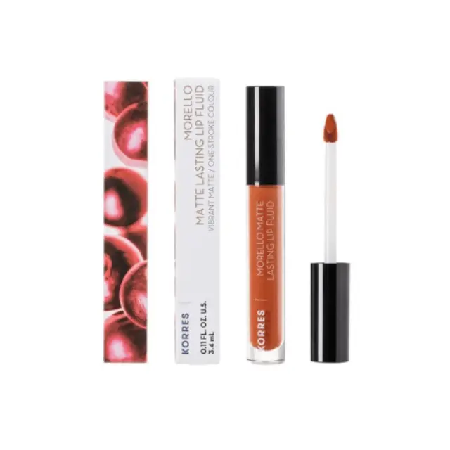 Korres Morello Matte Lasting Lip Fluid Υγρό Κραγιόν Μεγάλης Διάρκειας για Τέλειο Ματ Αποτέλεσμα 48 Velvet Caramel, 3.4ml
