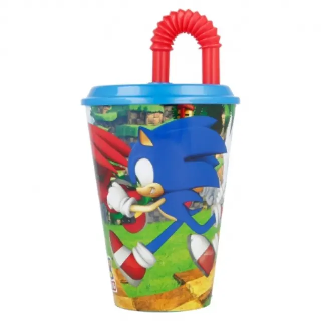 Sonic Ποτήρι Νερού από Πλαστικό με Καλαμάκι 430ml-40530
