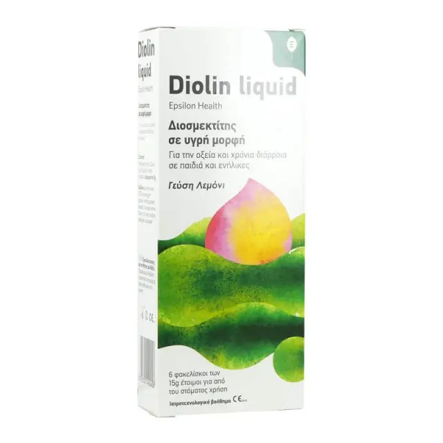 Epsilon Health Diolin Liquid Διοσμεκτίτης Σε Υγρή Μορφή Για Αντιμετώπιση Της Διάρροιας, 6 Φακελίσκοι x 15gr 2