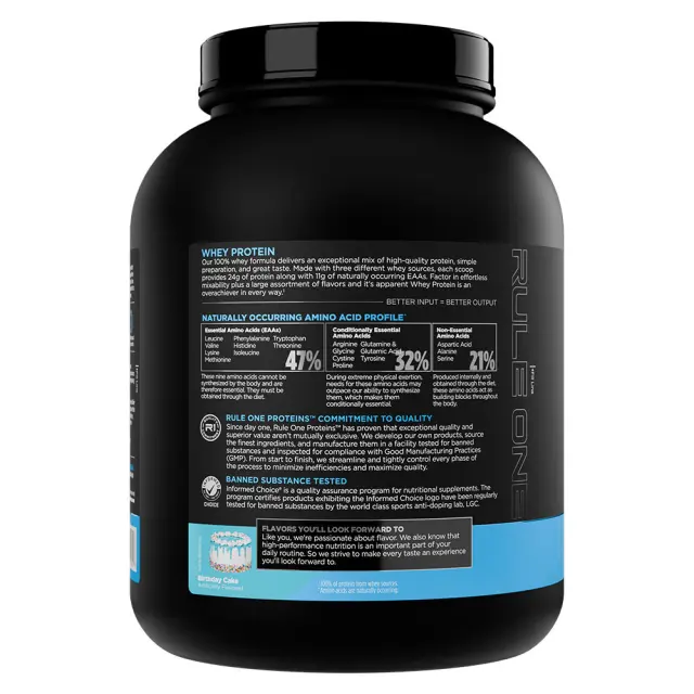 Rule1 Whey Protein Birthday Cake, 5 lbs 3