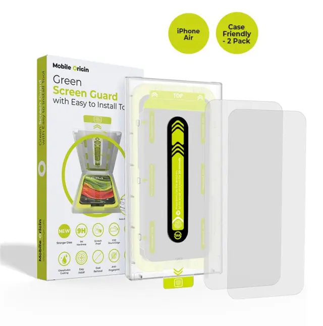 Mobile Origin Screen Guard with easy applicator, case friendly, 2 pack - iPhone Air