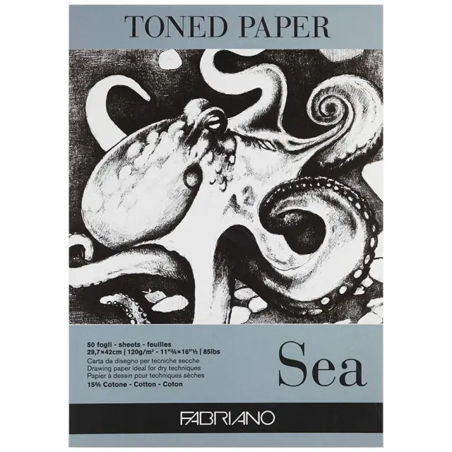 Μπλοκ Fabriano Toned Paper Sea για Ζωγραφική 120g/m² - A3 29.7x42cm - 50 Φύλλα