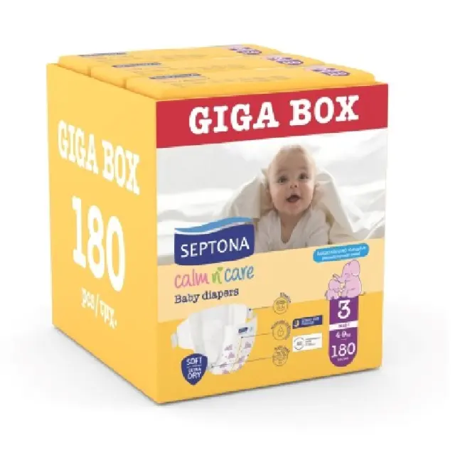 Septona Calm N' Care Πάνες Giga Box Midi No3 (4-9Kg) 180τεμ (3*60τεμ)