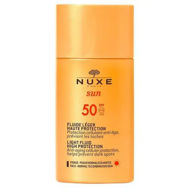 NUXE Sun Light Fluid SPF50 High Protection Αντηλιακή Αντιγηραντική Κρέμα Προσώπου Κατά των Κηλίδων για Κανονικές / Μικτές Επιδερμίδες, 50ml