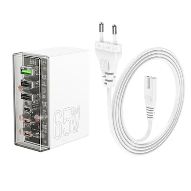 Hoco Βάση Φόρτισης με 3 Θύρες USB-A και 3 Θύρες USB-C 65W Power Delivery / Quick Charge 3.0 σε Λευκό χρώμα (N36)