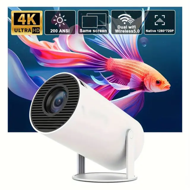 Portable Projector 4K Projector HD με Wi-Fi και Ενσωματωμένα Ηχεία Λευκός 3
