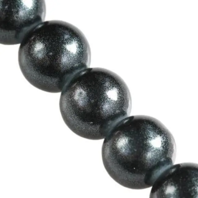 Χάντρα Γυάλινη Gold Powder Beads - Ø10mm - Graphite ~80τεμ