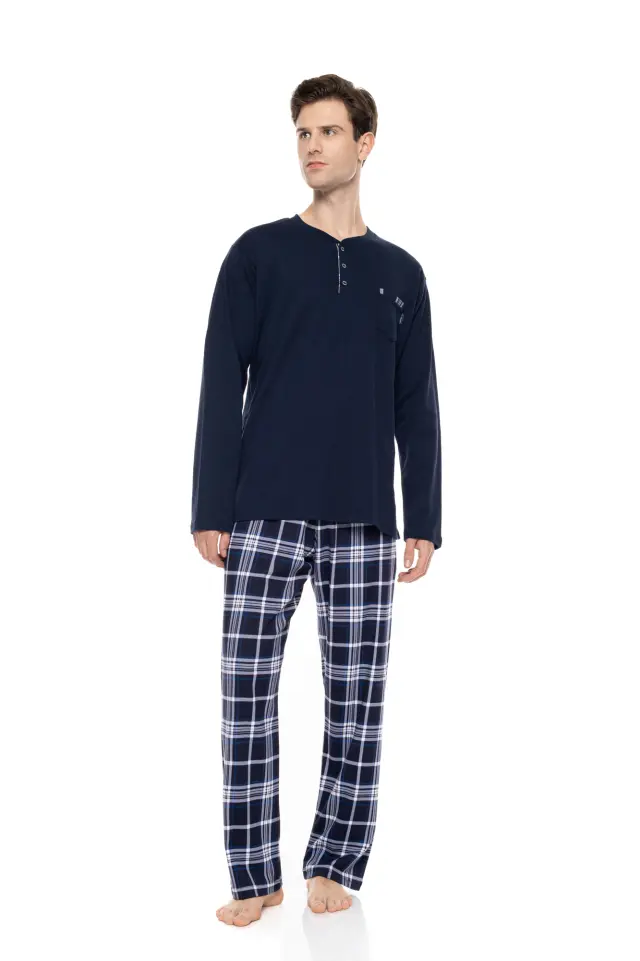 Ulisse Midnight Blue σετ ανδρική χειμερινή πυτζάμα W-M844-1