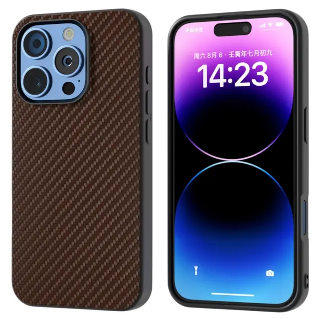 Carbon Texture Θήκη για iPhone 16 Pro Max-Brown ΟΕΜ