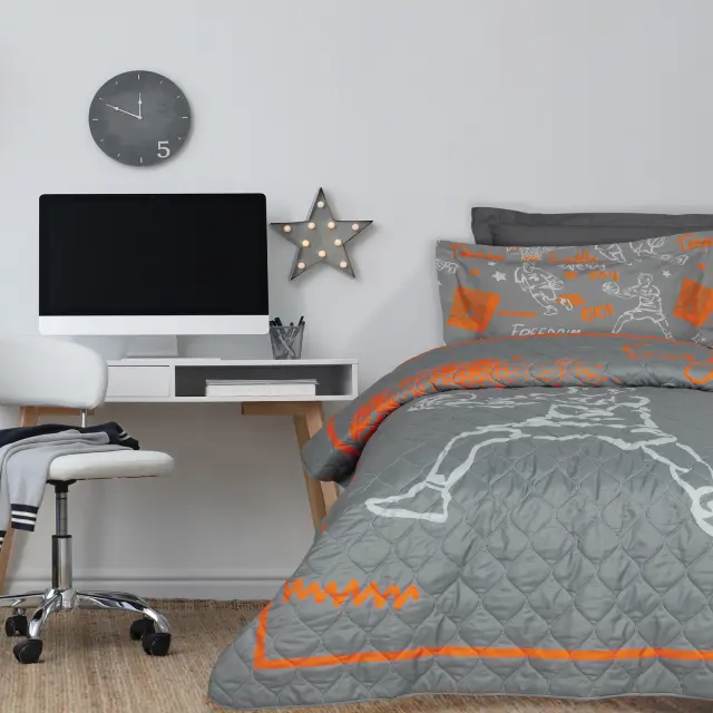 Κουβερλί 160x220 Μονό Das Home 4941 Grey-Orange 100% Microfiber