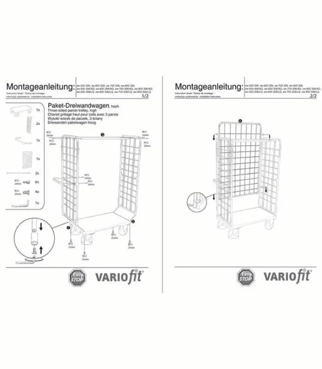 Variofit sw-700.306/AG Τρόλεϊ Μεταφοράς 3 Πλευρών για Φορτίο Βάρους ως 400kg 2
