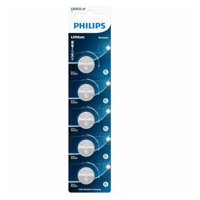 PHILIPS Lithium CR2025 3V μπαταρίες λιθίου ρολογιών 5 τμχ
