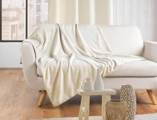 Κουβέρτα Wooly Douceur d'intérieur με επένδυση fleece και διαστάσεις 125x150cm - White 1612091