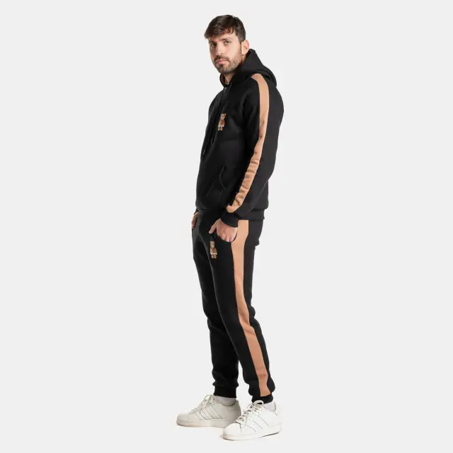 Φόρμα Noshame® μαύρη με τύπωμα και μπεζ λωρίδα - 612505 - XL 2