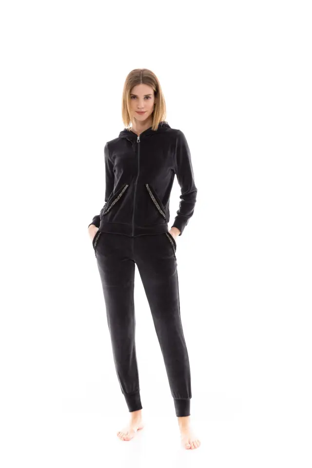 W1468 - Black - TRUCKSUIT VELVET HOOD DETAIL - S 2