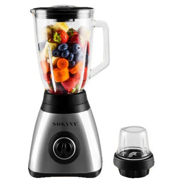 Sokany Μπλέντερ με Γυάλινη Κανάτα 1.5lt 450W Inox SK-144 2