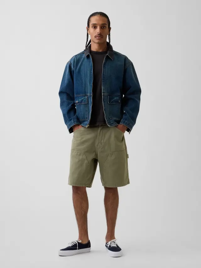 Ανδρική Τζιν Βερμούδα Carpenter Φαρδιάς Γραμμής 9" Tweed green