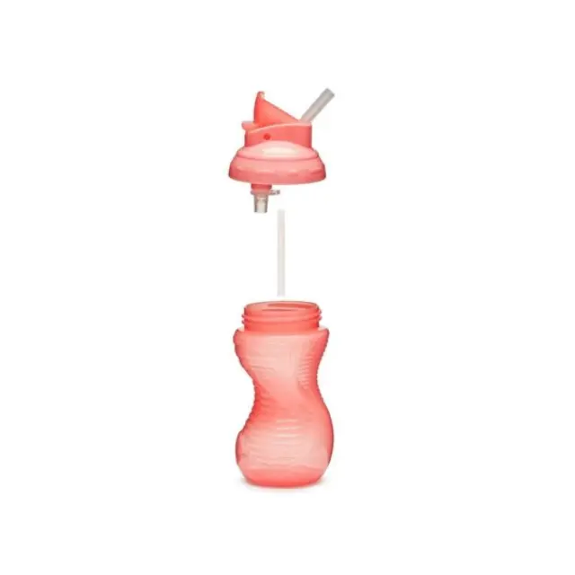 Munchkin Παιδικό Ποτηράκι Mighty Grip με Καλαμάκι από Πλαστικό Ροζ 300ml για 12m+ 2