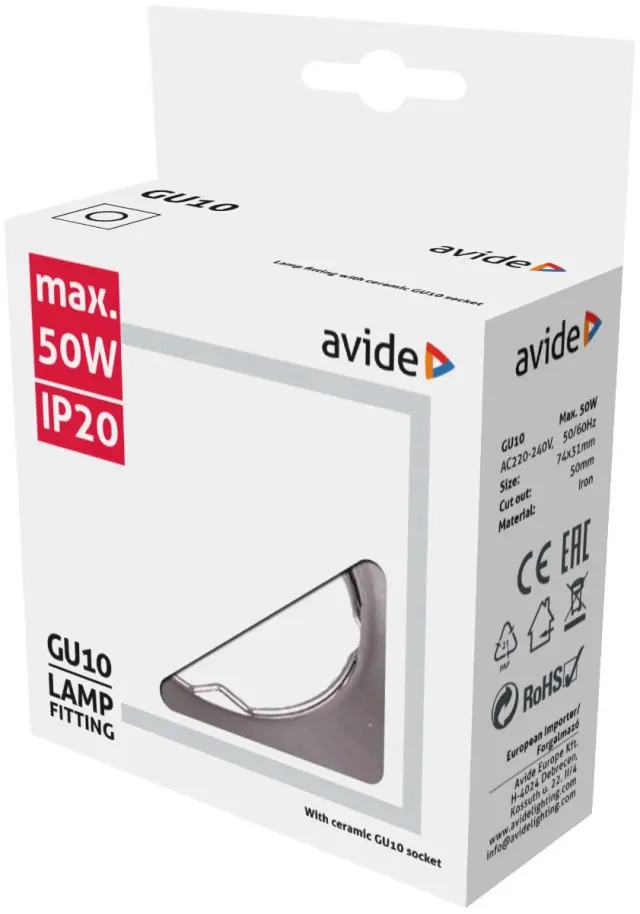 Avide GU10 Πλαίσιο Τετράγωνο Χρώμιο 15.001.0539 2