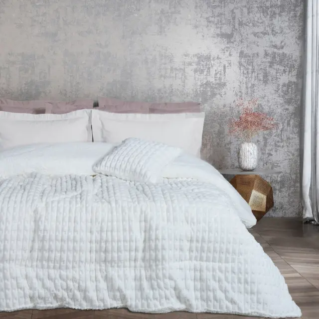 Κουβερτοπάπλωμα Υπέρδιπλο με Γούνα Sherpa Das Home 1176 White 220x240