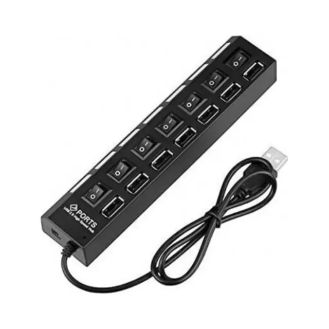 Andowl USB 2.0 Hub 7 Θυρών με Σύνδεση USB-A σε Μαύρο Χρώμα Q-H7
