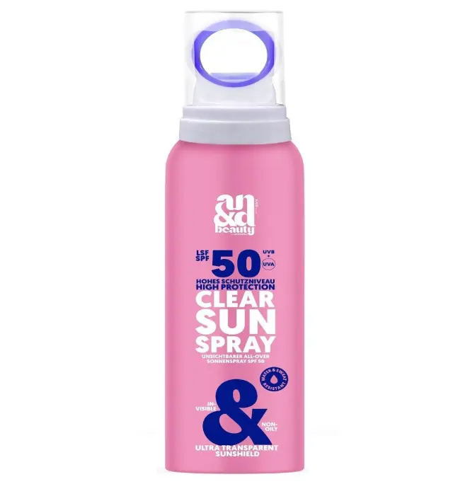 A.N.D. Beauty XL Clear Sun Spray Διάφανο αντηλιακό spray mist προσώπου + σώματος με SPF 50, 300mL