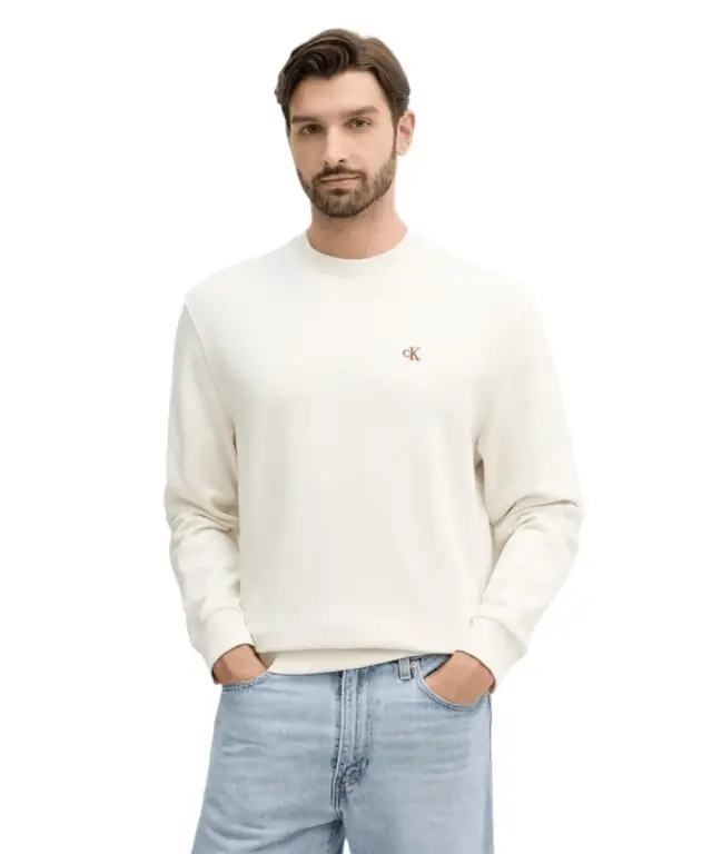 Calvin Klein - Ανδρικό Φούτερ 350Terry Monogram Regular Fit LV04RC296G-YAS Εκρού - XL
