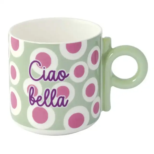 Easy Life Κούπα Πορσελάνης Energy Ciao Bella 8,5x10cm 350ml Λευκή