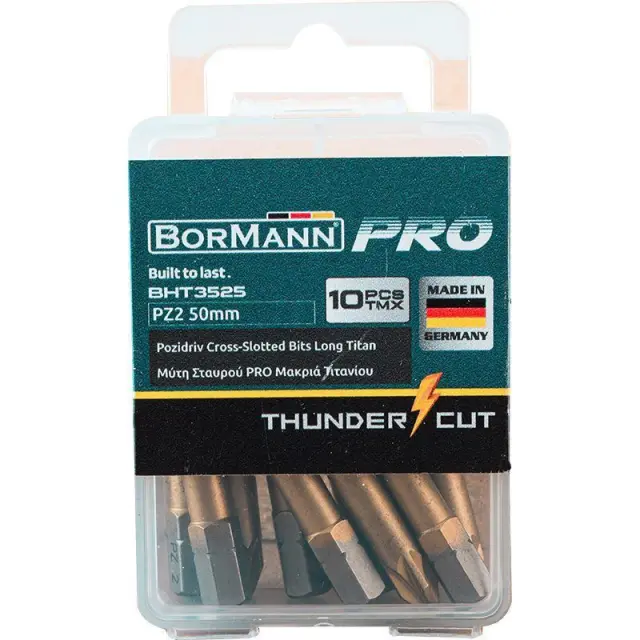 Bormann Pro BHT3525 – Μύτη σταυρού Pro Tιτανίου Μακρυά PZ2 50mm 10τεμ (045052)
