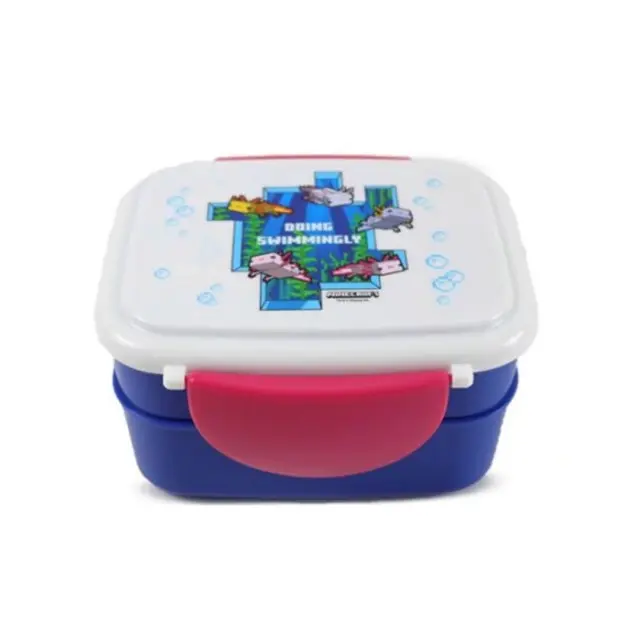 Puckator Σετ Δοχεία Φαγητού με κουτάλι & πηρούνι / Stacked Bento Lunch Box with Cutlery: Minecraft Axolotl 3