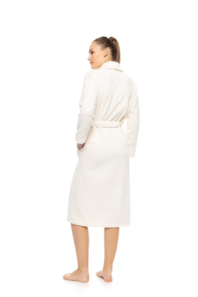 W1880 - Yacht Blue - ROBE LONG FLEECE STRIPE - S 3
