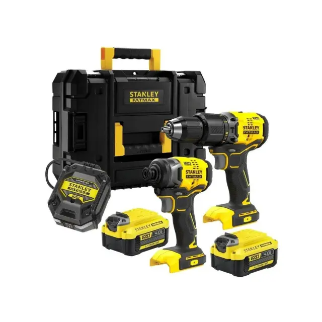 Stanley SFMCK461M2T-QW - Σετ με 2 τεμ. δραπανοκατσάβιδο κρουστικό και παλμικό κατσαβίδι 2μπαταρίες V20-18v 4AH και ταχυφορτιστή σε εργαλειοθήκη TSTAK