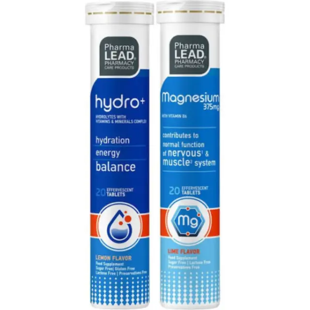 PharmaLEAD Hydro+ Ηλεκτρολύτες 20 Αναβράζοντα Δισκία και ΔΩΡΟ Μαγνήσιο με Βιταμίνη Β6 20 Αναβράζοντα Δισκία