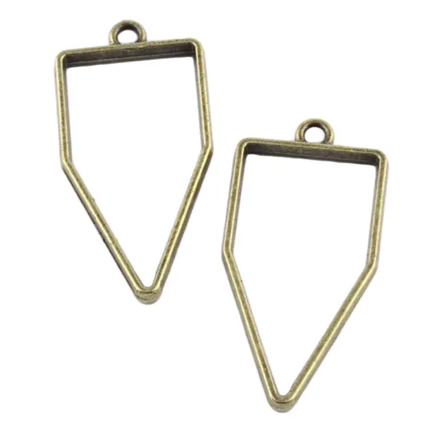 Μεταλλικό Κρεμαστό Open Back - Polygon - 45x22x3.5mm - Antique Bronze - 4τεμ