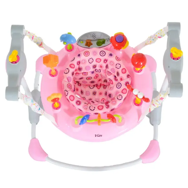 Moni Jumper Vista Παιχνίδι Στήριξης Τραμπολίνο με Περιστρεφόμενο Κάθισμα 360° Ροζ 6+ Μηνών 3