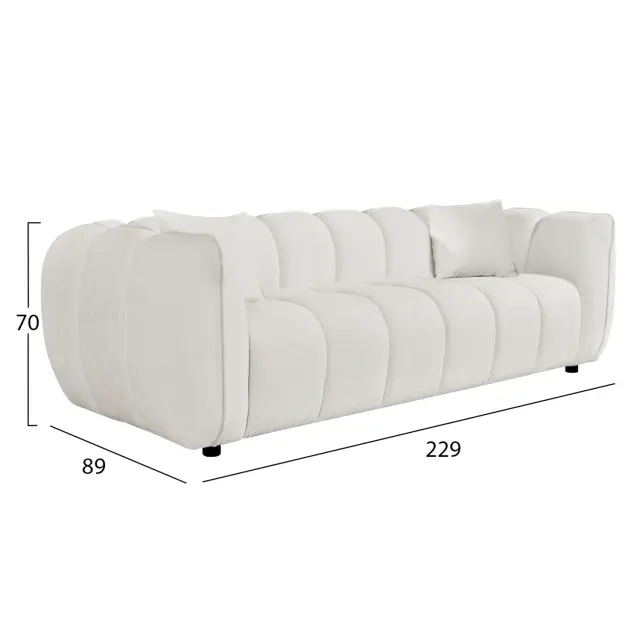 ΚΑΝΑΠΕΣ 3-ΘΕΣΙΟΣ FB93323.02 ΕΚΡΟΥ ΥΦΑΣΜΑ 229x89x70Υεκ 3