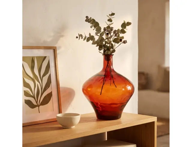 Διακοσμητικό Βάζο Glass Drops Cherry Cream Meguino (4638DB738) Από ανακυκλωμένο γυαλί, Χωρητικότητας 20.5L, Διαστάσεων Ø 37 x Υ 46cm, Terracota 4638DB738
