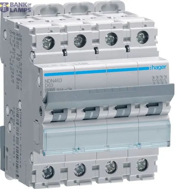 Miniature Circuit Breaker 4P, 63 A D-Curve, 10 kA, 4M
