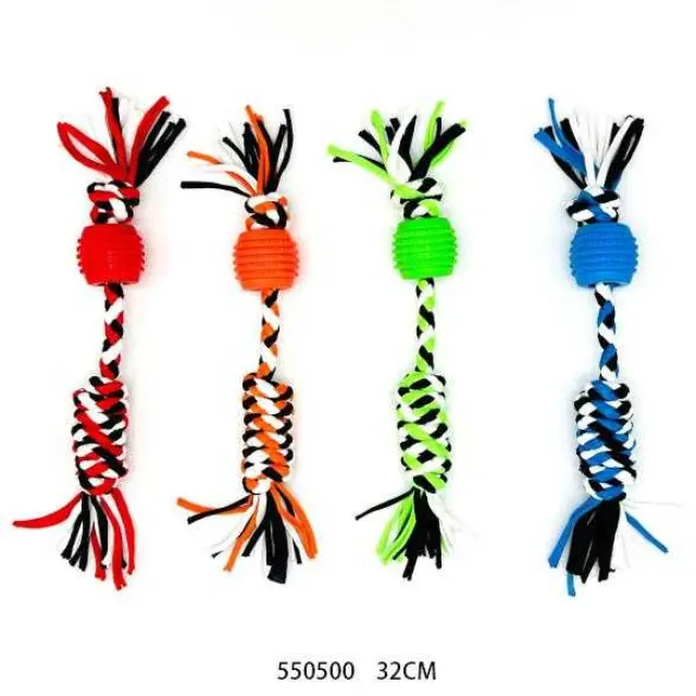Παιχνίδι σκύλου σχοινί με μπάλα - 32cm - 550500 - 12PCS 2