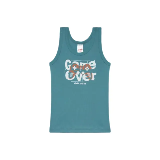 Minerva Παιδικό Φανελάκι Αγόρι Αμάνικο Game Over, Χρώμα Blue Green