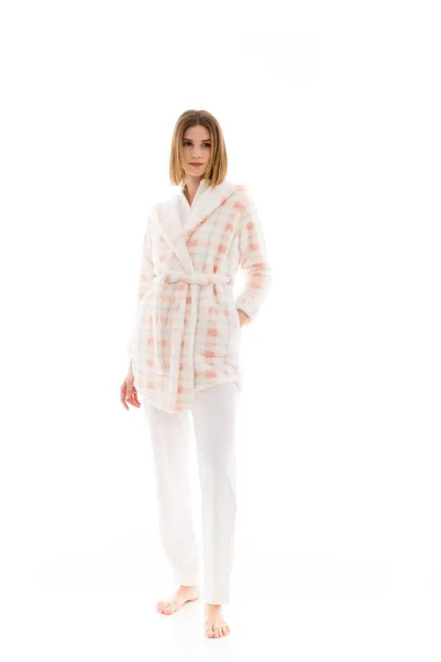 W1483 - Type - ROBE HOOD FLEECE PLAID 2