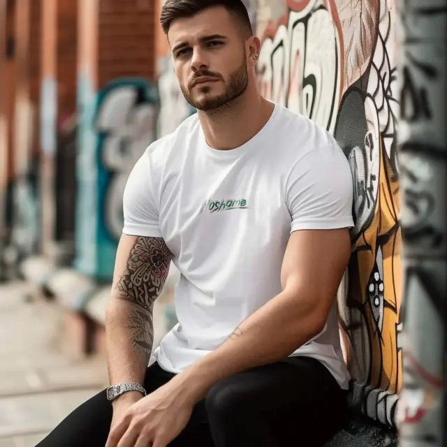 T-shirt Noshame® Λευκό με τύπωμα - 142415 - XXL