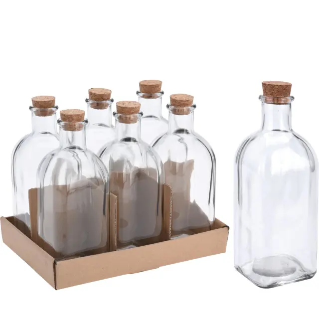 Φιάλη Με Πώμα Φελού Διάφανο Γυαλί 500ml