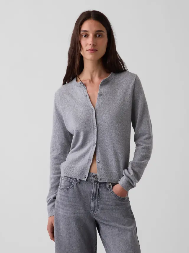 Γυναικεία Ζακέτα CashSoft Cropped Γραμμής Heather grey