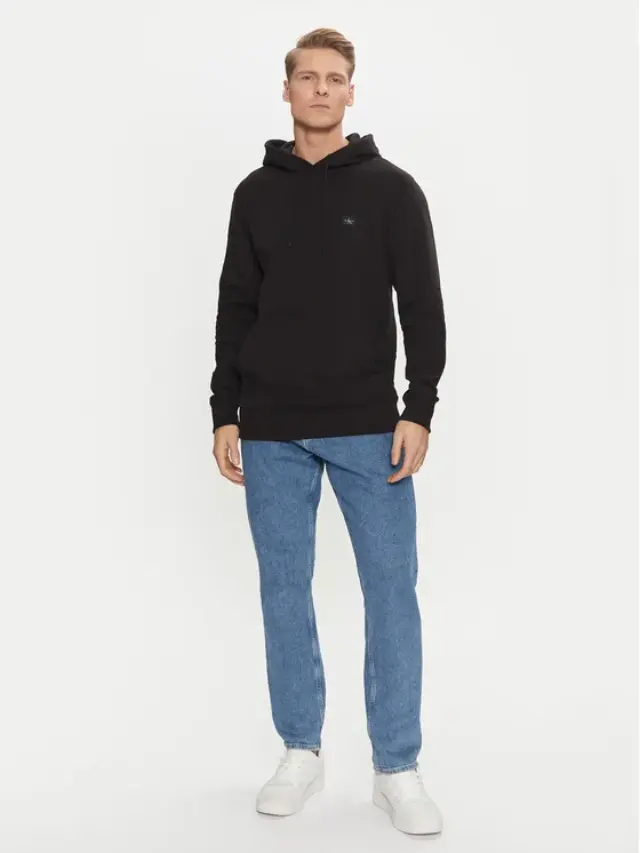 Calvin Klein - Woven Label Hoodie Φούτερ J30J327113-BEH Μαύρο - XL 2