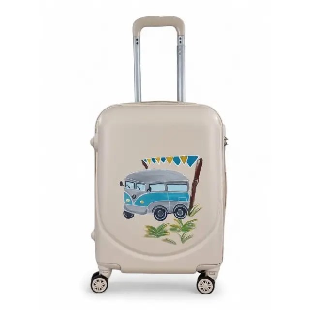 Σκληρή Παιδική Βαλίτσα Καμπίνας PLAYFULBAGS PS219-20 55x40x20cm – Μπεζ με Χειροποίητο Σχέδιο Βανάκι