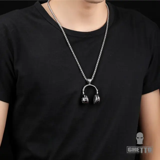 Ghetto Hip Hop Trendy Headphone Pendant Necklace 3