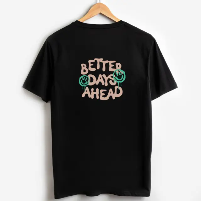T-shirt Noshame® Μαύρο με τύπωμα Better Days Ahead - 122427 - XXL 2