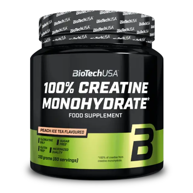 BioTechUSA 100% Creatine Monohydrate Flavoured - 300g Peach Ice Tea